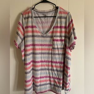 Lane Bryant size 26/28 multi colored striped tee with pocket